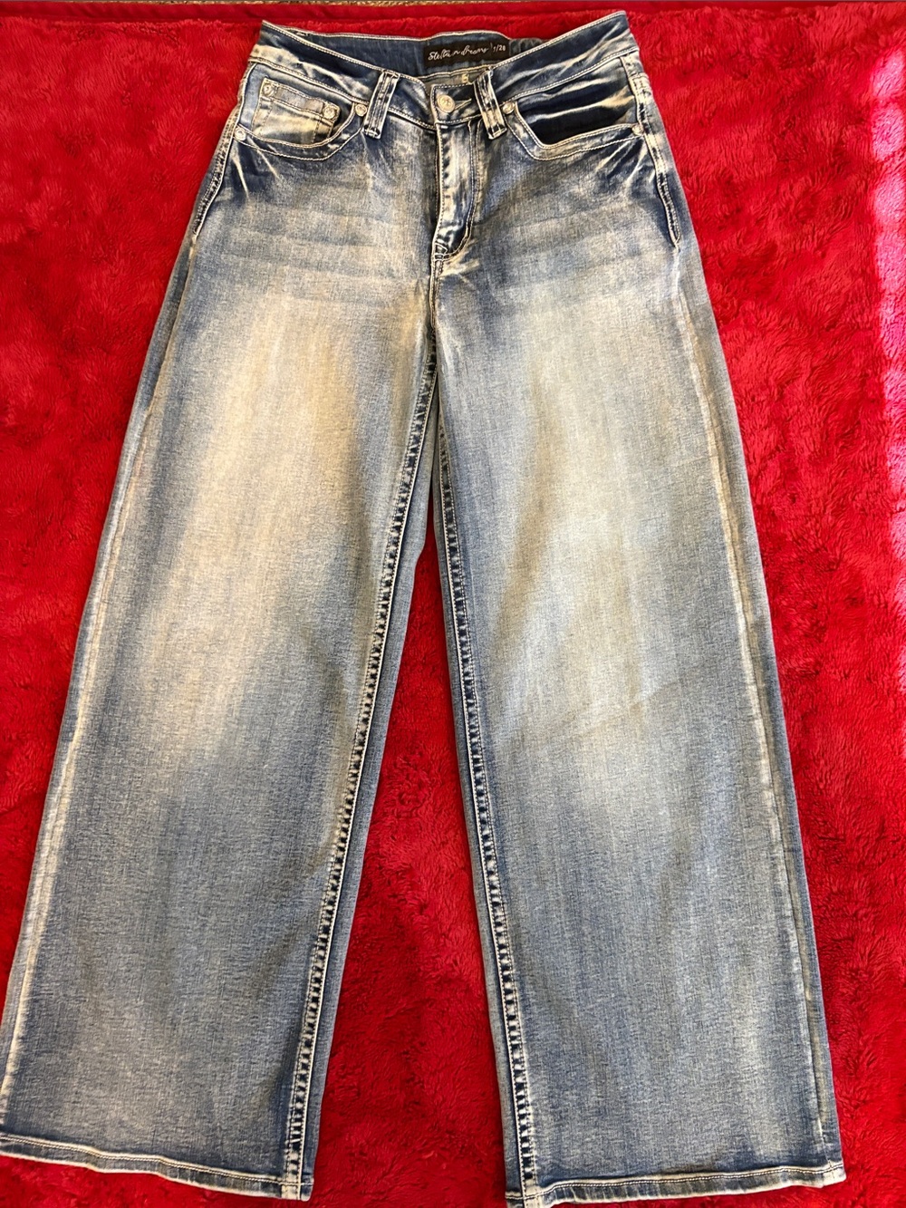 Stella In Dreams Faded Light Blue Wide-Leg Jeans. 7/28